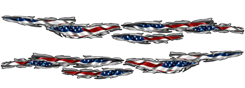 American Flag Chrome Tears Graphic Decals for Cars & Trucks
